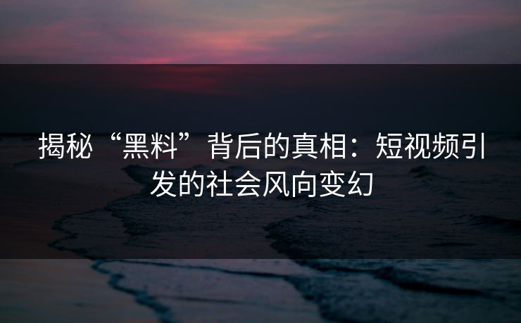 揭秘“黑料”背后的真相:短视频引发的社会风向变幻 第1张 揭秘“黑料”背后的真相:短视频引发的社会风向变幻 第1张