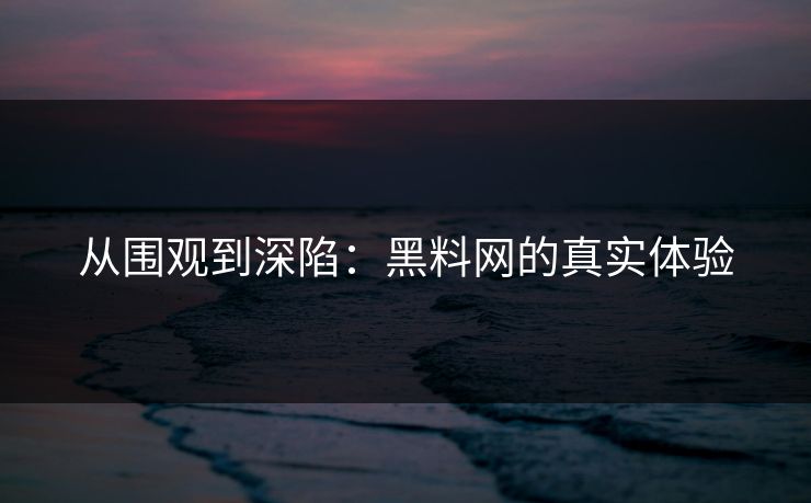 从围观到深陷:黑料网的真实体验 从围观到深陷:黑料网的真实体验