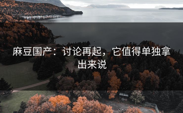 麻豆国产：讨论再起，它值得单独拿出来说  第1张