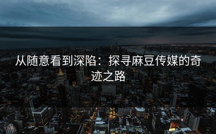 从随意看到深陷：探寻麻豆传媒的奇迹之路  第1张