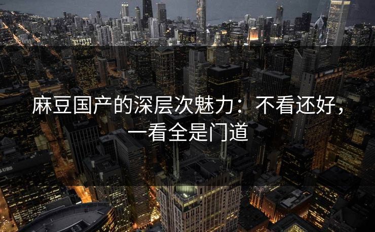 麻豆国产的深层次魅力:不看还好,一看全是门道 第1张 麻豆国产的深层次魅力:不看还好,一看全是门道 第1张